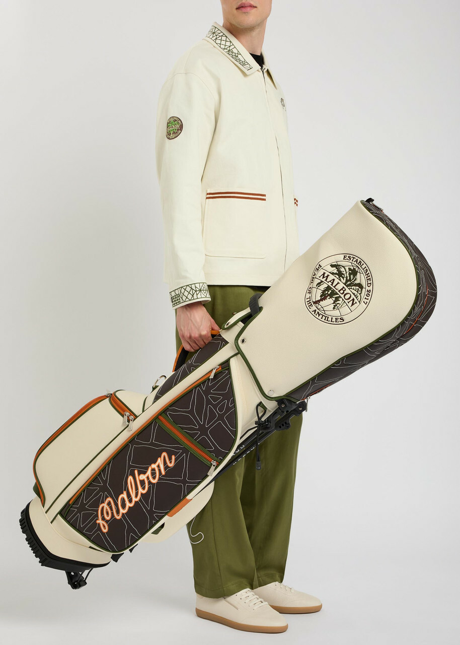 Malbon Antilles Embroidered Panelled Faux Leather Golf Cart bag - Cream - One Size