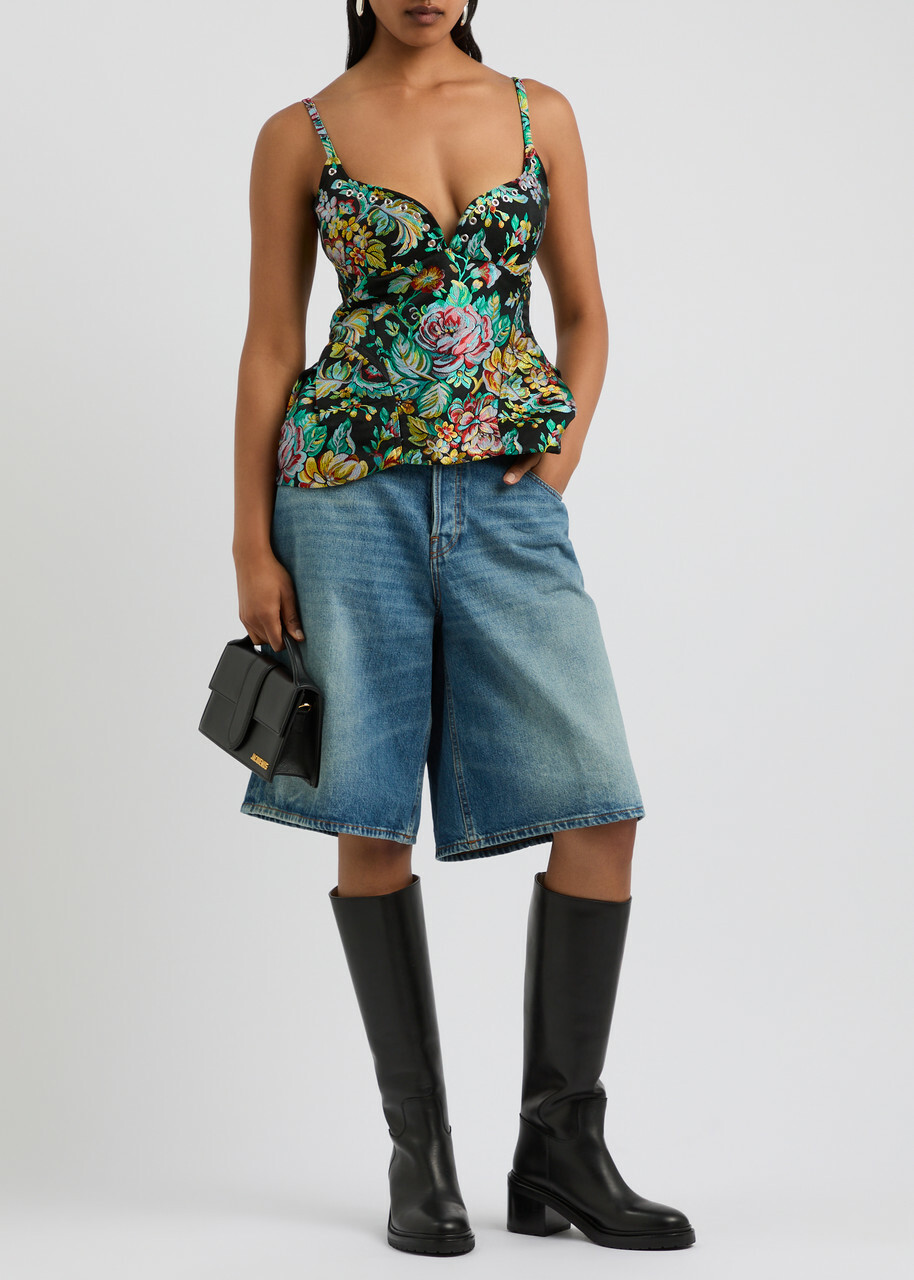 Marques' Almeida Floral Brocade Corset top Multicoloured