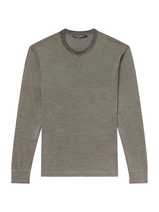Photo: Dolce&Gabbana - Pastello Silk-Jersey T-Shirt - Green
