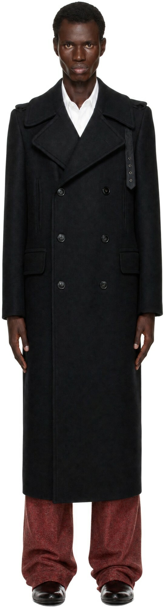 Dries Van Noten Black Long Wool Coat