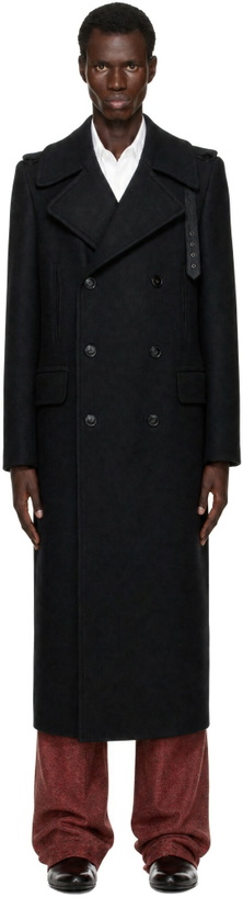 Photo: Dries Van Noten Black Long Wool Coat