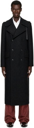 Dries Van Noten Black Long Wool Coat