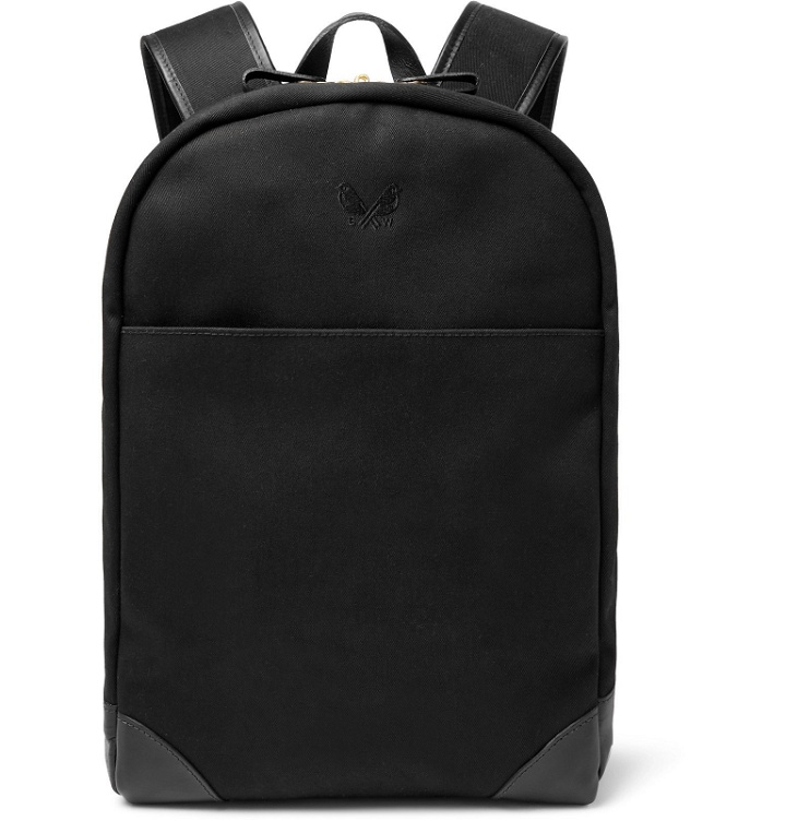 Photo: Bennett Winch - Leather-Trimmed Cotton-Canvas Backpack - Black