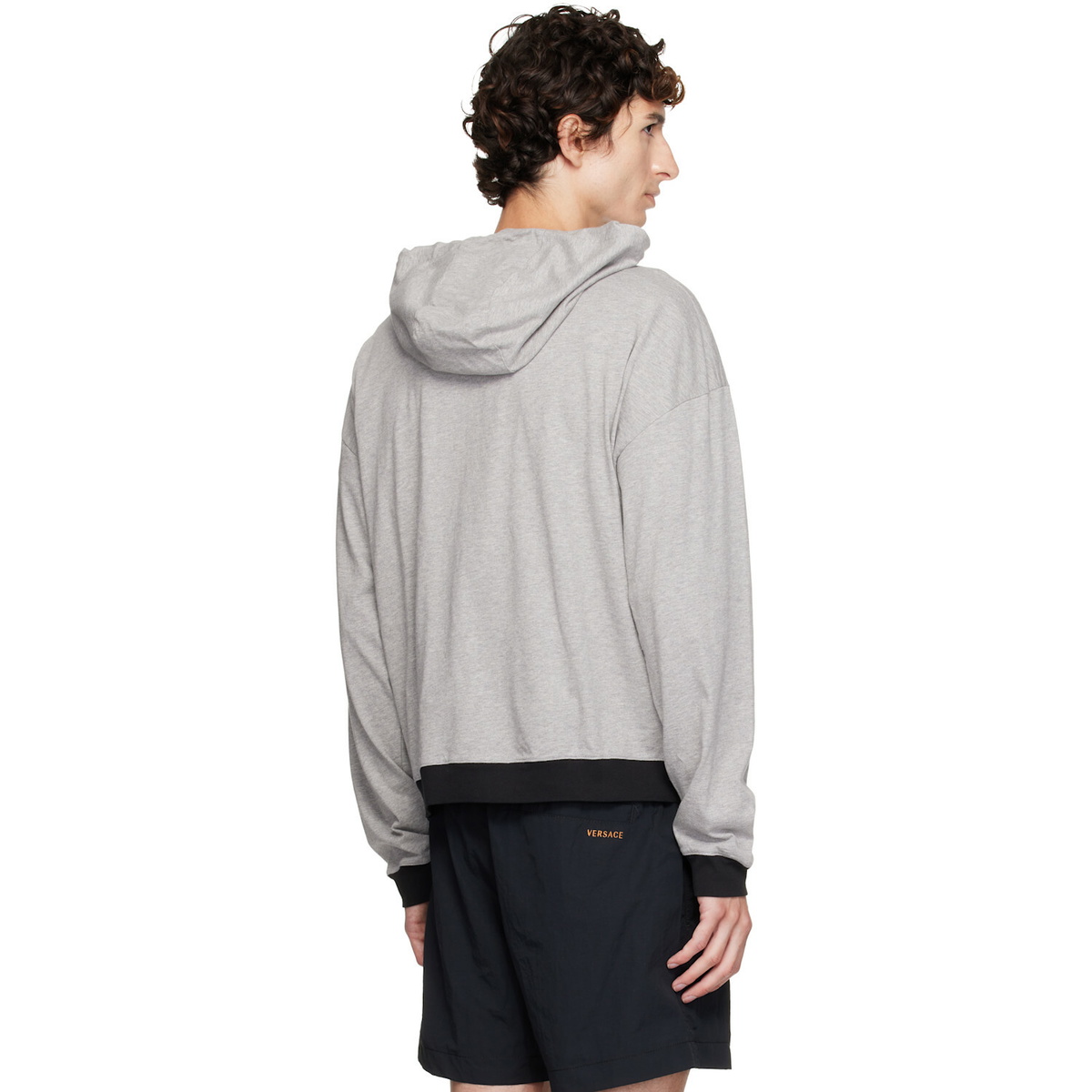 Versace Gray Printed Cotton-Jersey Hoodie