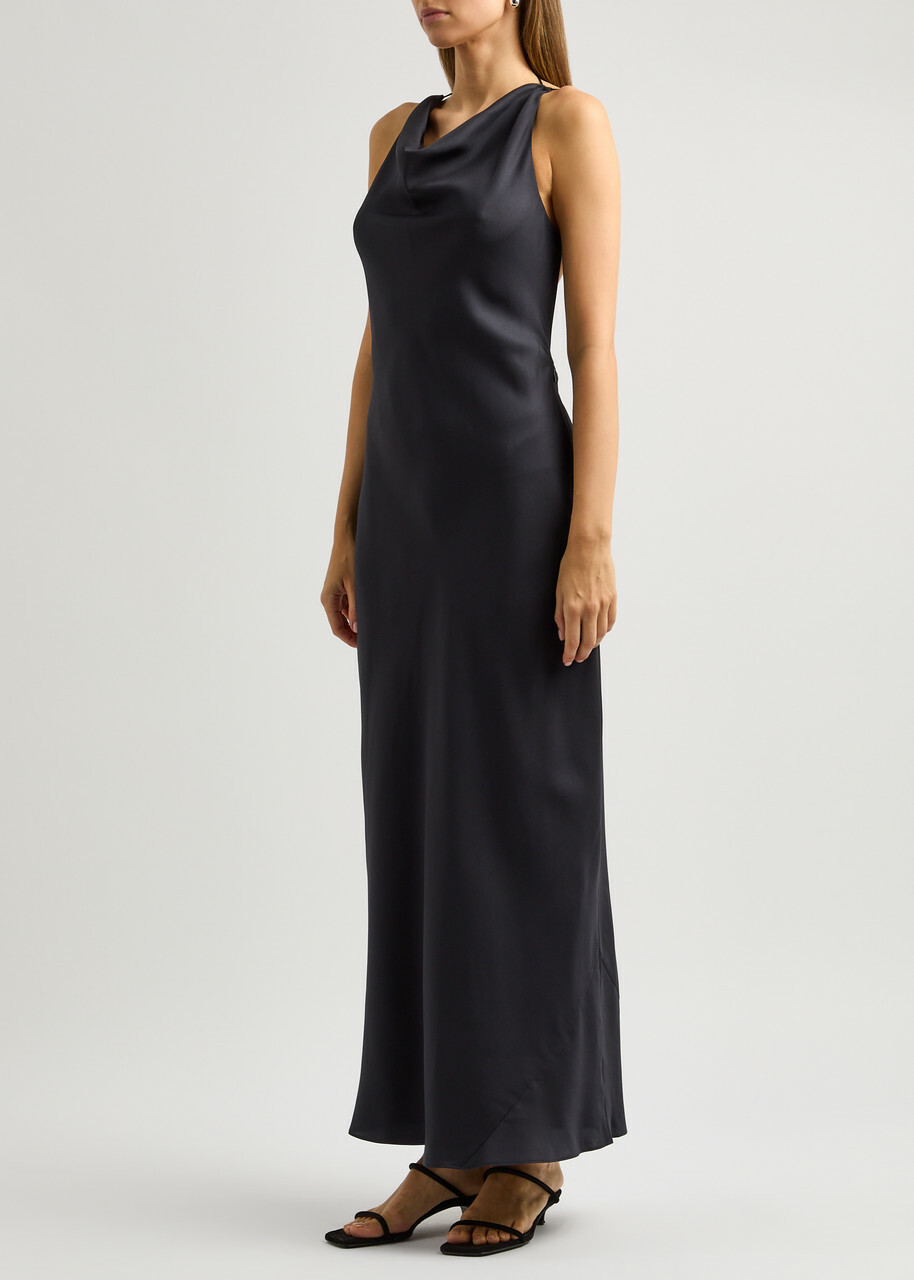 Rohe Open-back Silk-satin Maxi Dress Navy Rhe