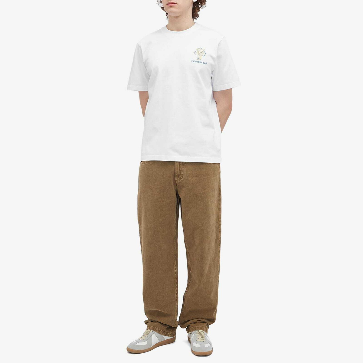 【関税込み】Casablanca ホワイト Diamond Column Tシャツ Casablanca: White Diamond Column T-shirt | SSENSE