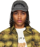 Palm Angels Gray Curved Logo Distressed Cap