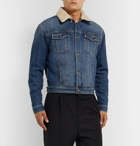 Givenchy - Slim-Fit Shearling-Trimmed Denim Jacket - Blue