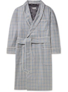 Paul Stuart - Piped Checked Wool-Flannel Robe - Gray