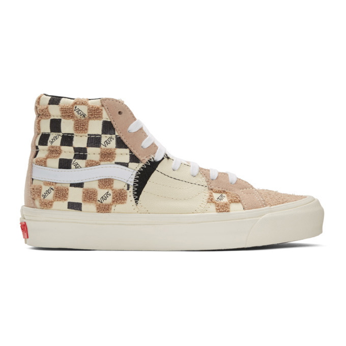 Photo: Vans Pink and Off-White Bricolage Sk8-Hi Sneakers