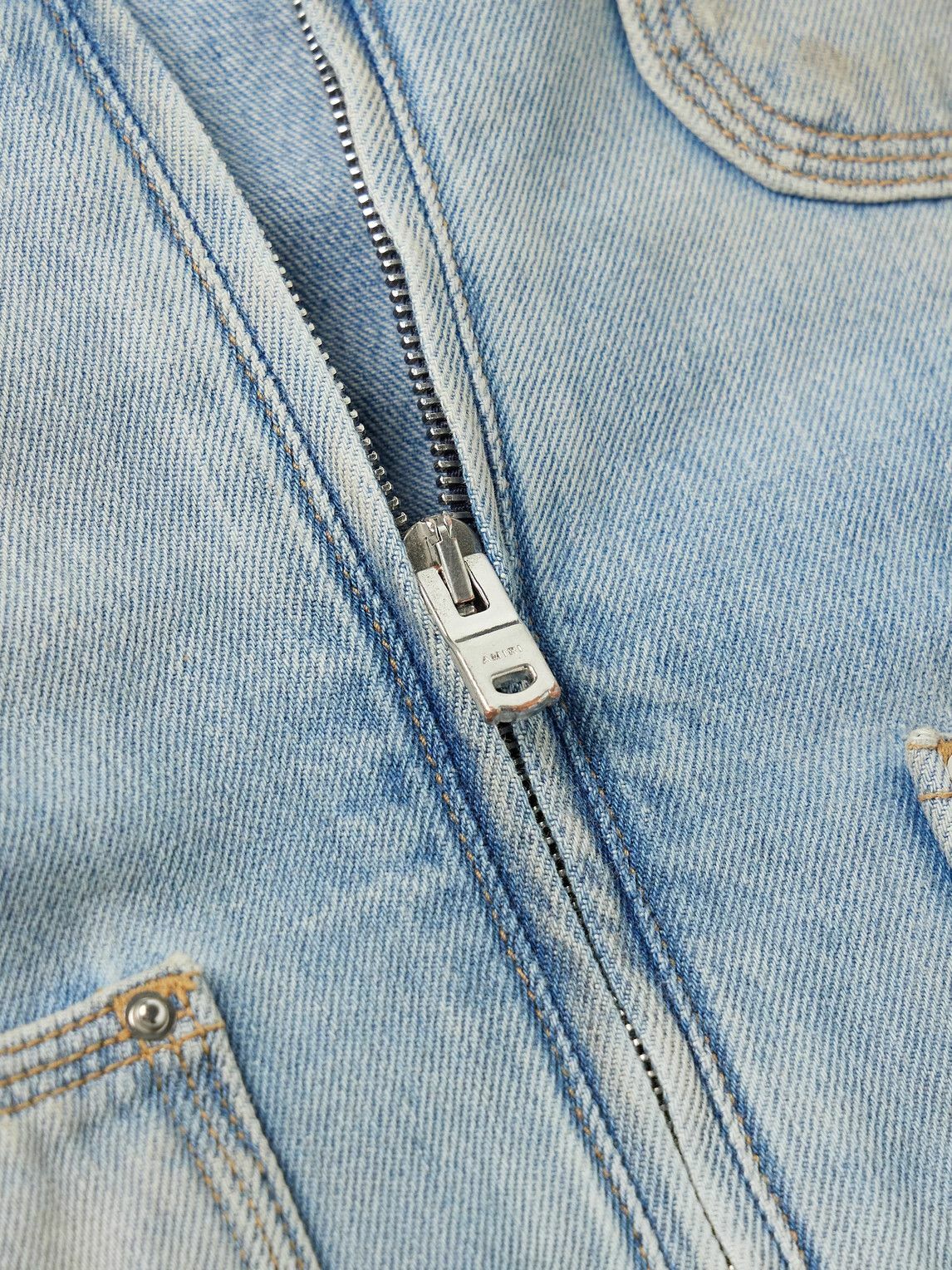 AMIRI - Logo-Appliquéd Distressed Denim Jacket - Blue