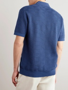 Mr P. - Jacquard-Knit Cotton Polo Shirt - Blue