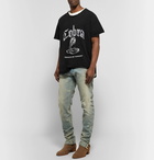 Rhude - Distressed Printed Cotton-Jersey T-Shirt - Men - Black