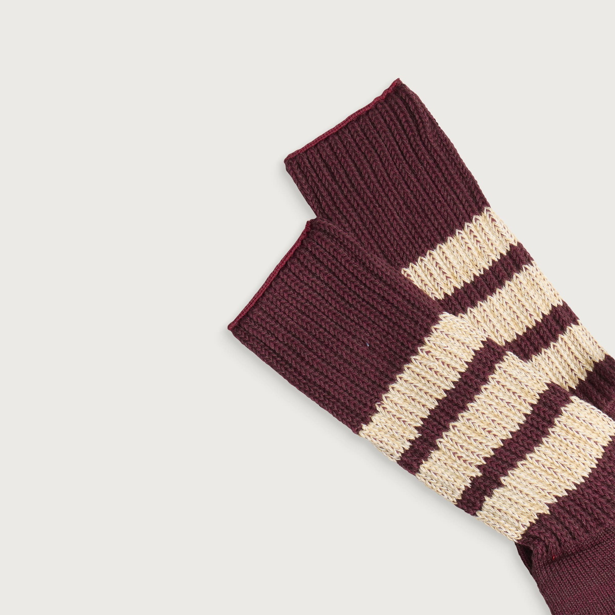 RoToTo Ribbed Crew Sock in Burgundy/Cream