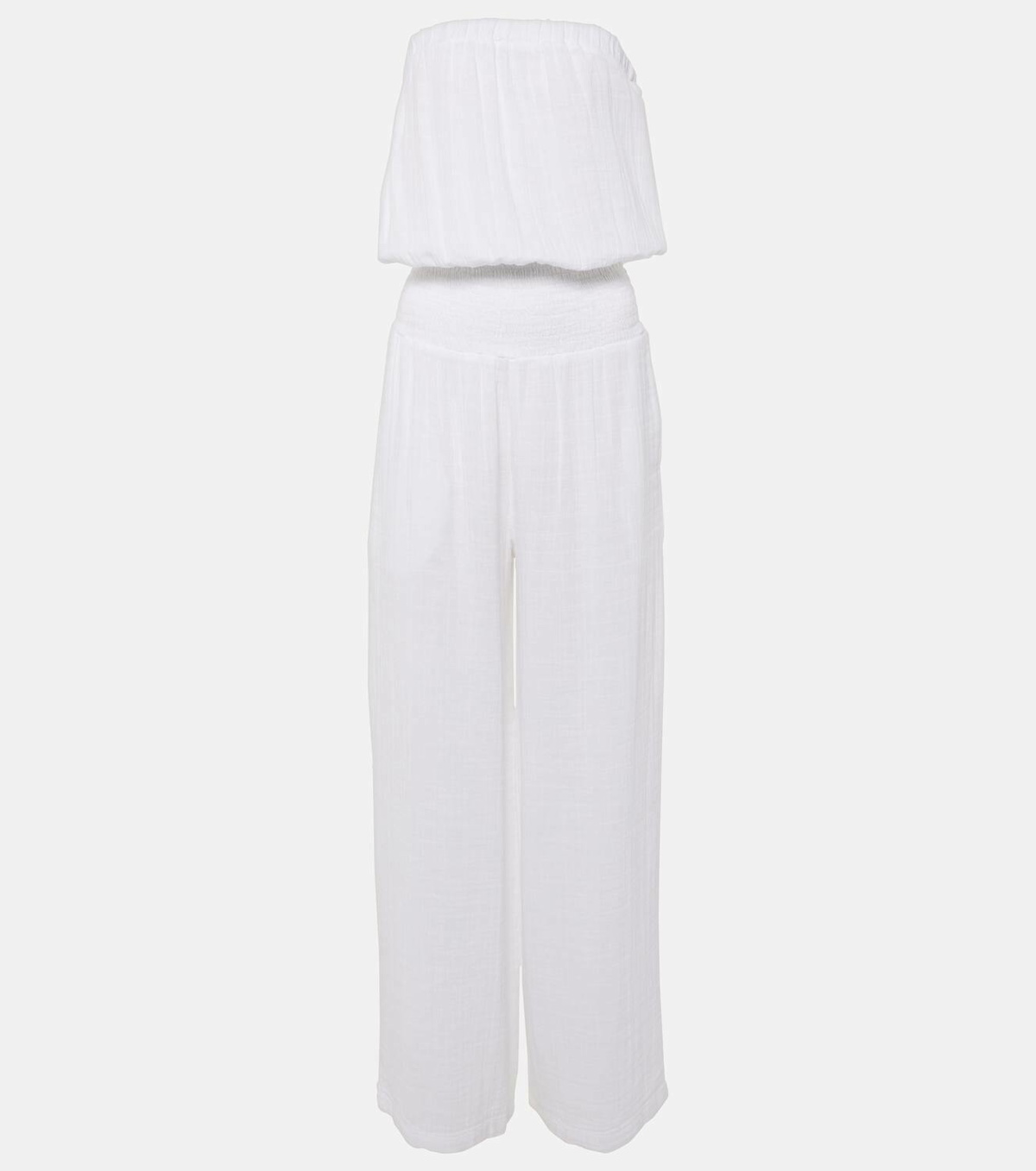 【Melissa Odabash】 Naomiフローラルコットンジャンプスーツ Naomi strapless cotton jumpsuit in blue - Melissa Odabash