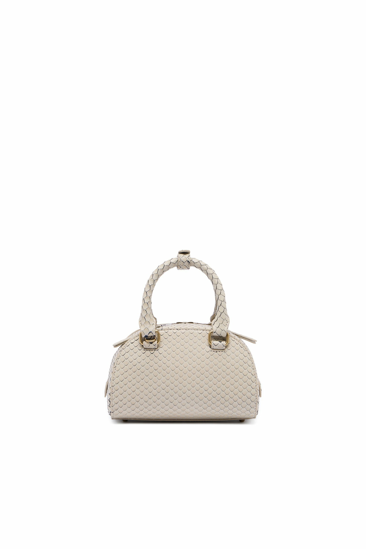 Diesel 1DR Dome-Mini bowling bag in snake-effect leather - Crossbody Bags Womens in Beige