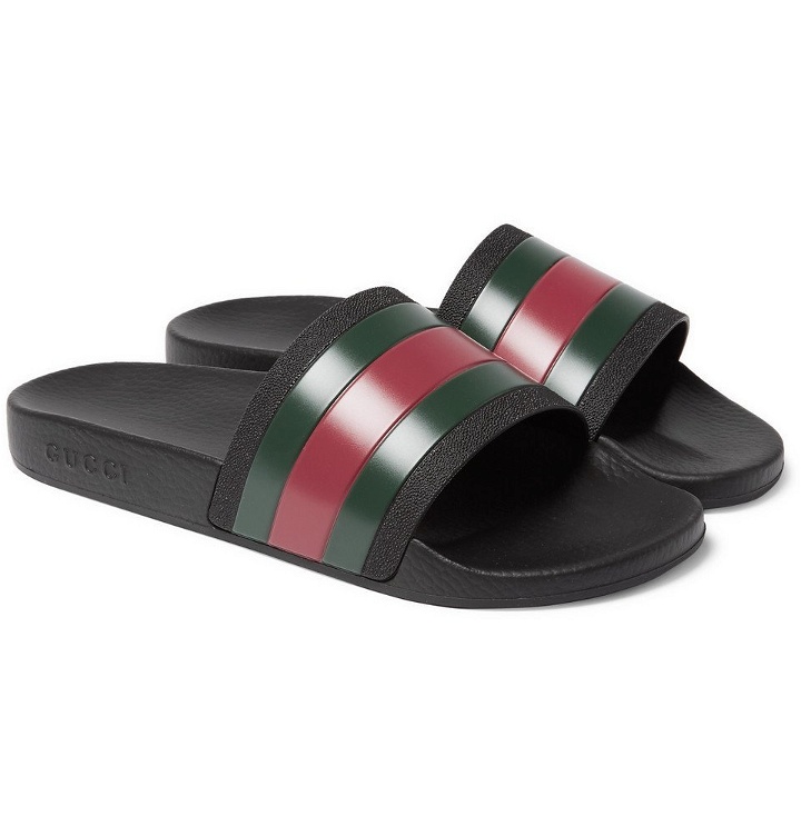 Photo: Gucci - Striped Rubber Slides - Men - Black