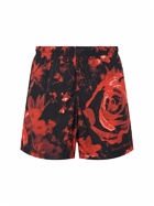ALEXANDER MCQUEEN Wax Floral Print Nylon Swim Shorts