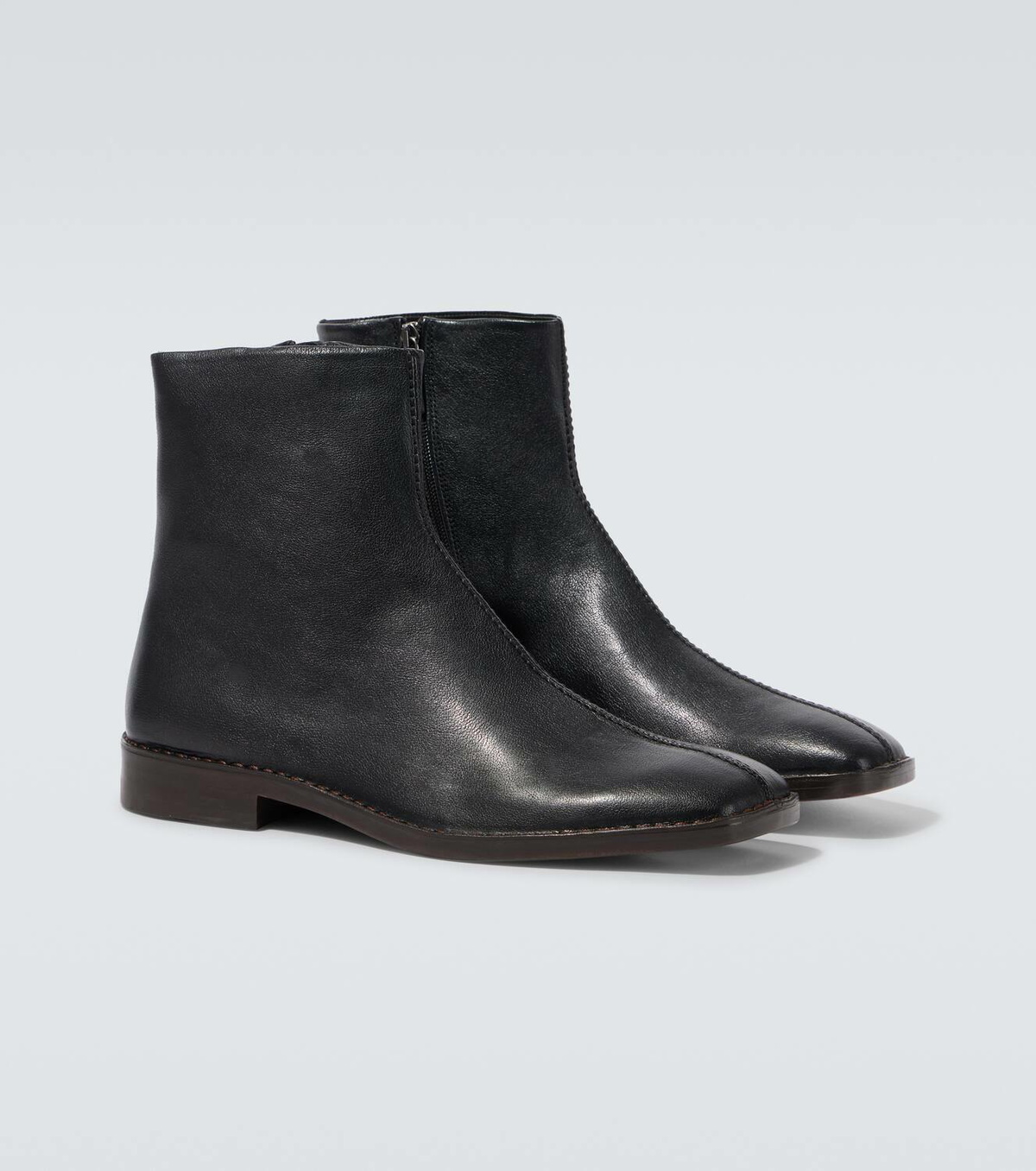 Lemaire Piped leather ankle boots