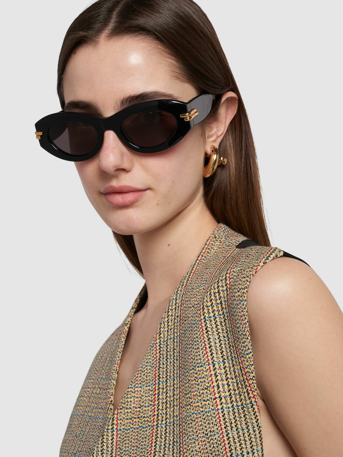 Bottega Mitre Oval Sunglasses Mitre oval sunglasses in brown - Bottega Veneta | Mytheresa main image 2