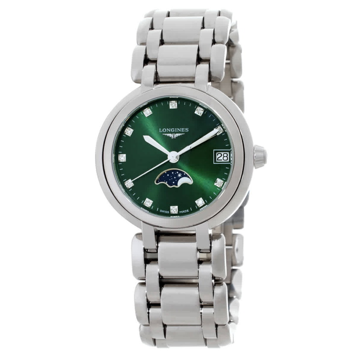 Photo: Longines Prima Luna Quartz Diamond Green Dial Ladies Watch L8.115.4.67.6