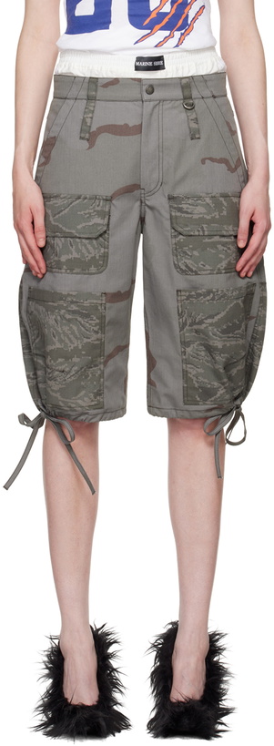 Photo: Marine Serre Gray Regenerated Camo Shorts