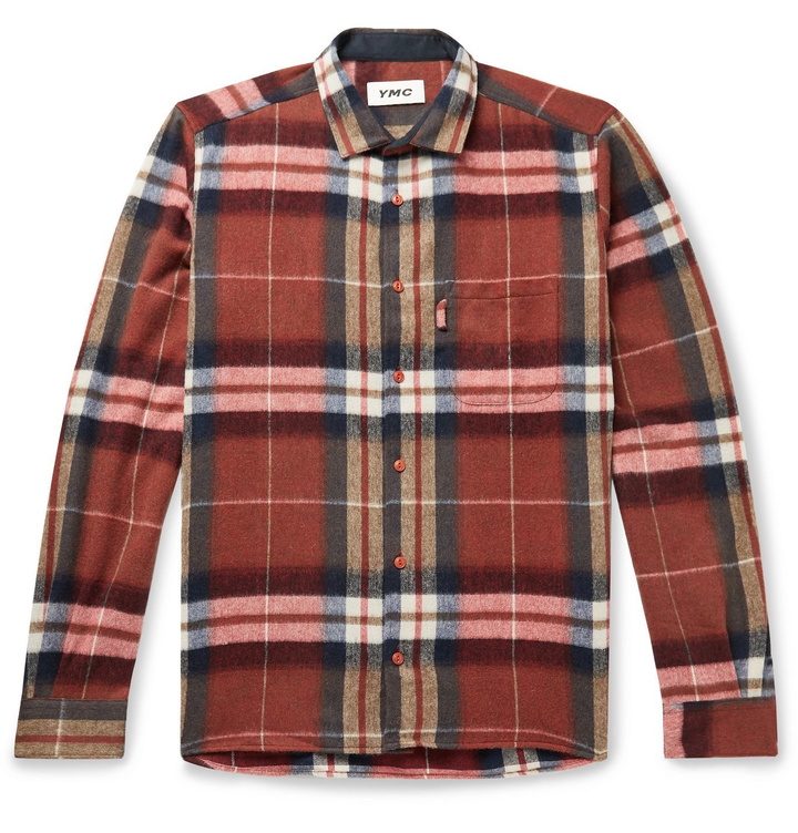 Photo: YMC - Curtis Checked Wool-Blend Shirt - Red