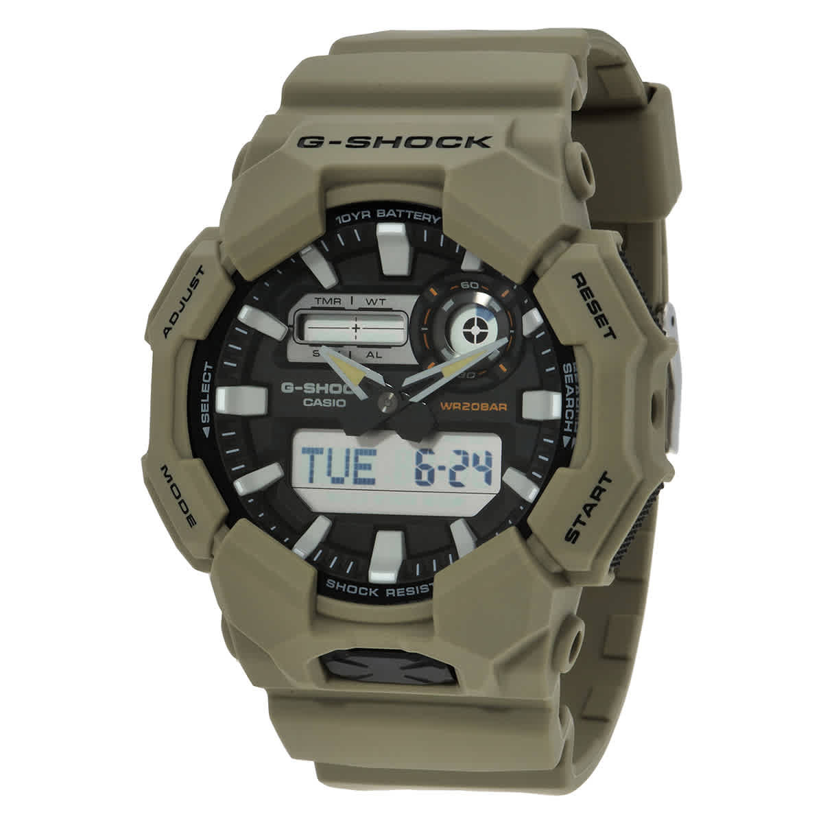 Casio G-Shock Alarm World Time Quartz Analog-Digital Black Dial Mens Watch GA-010-5A