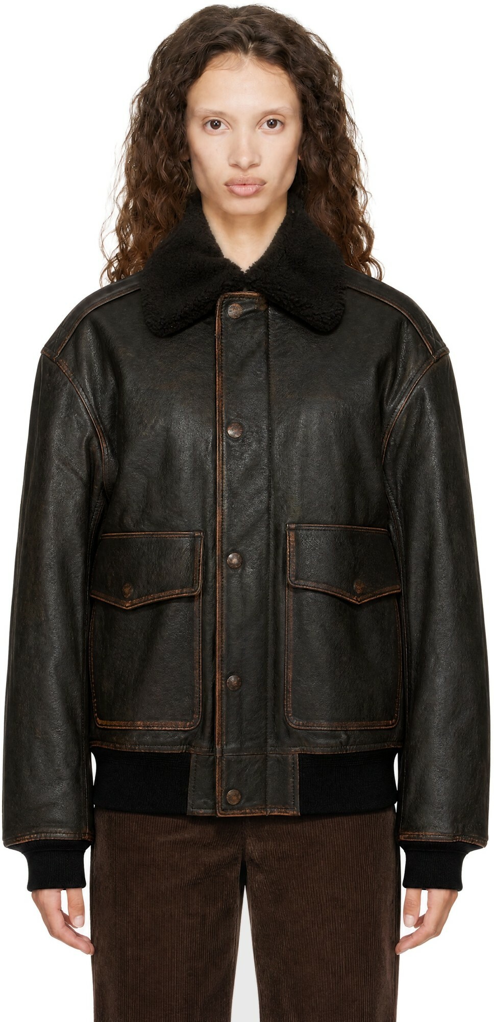Dunst Black Detachable A-2 Blouson Leather Jacket