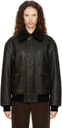 Dunst Black Detachable A-2 Blouson Leather Jacket