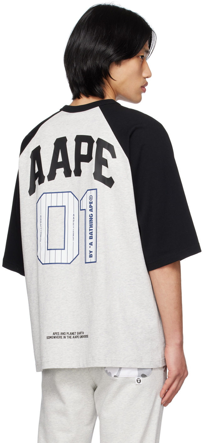 AAPE by A Bathing Ape Gray MoonFace T-Shirt AAPE by A Bathing Ape