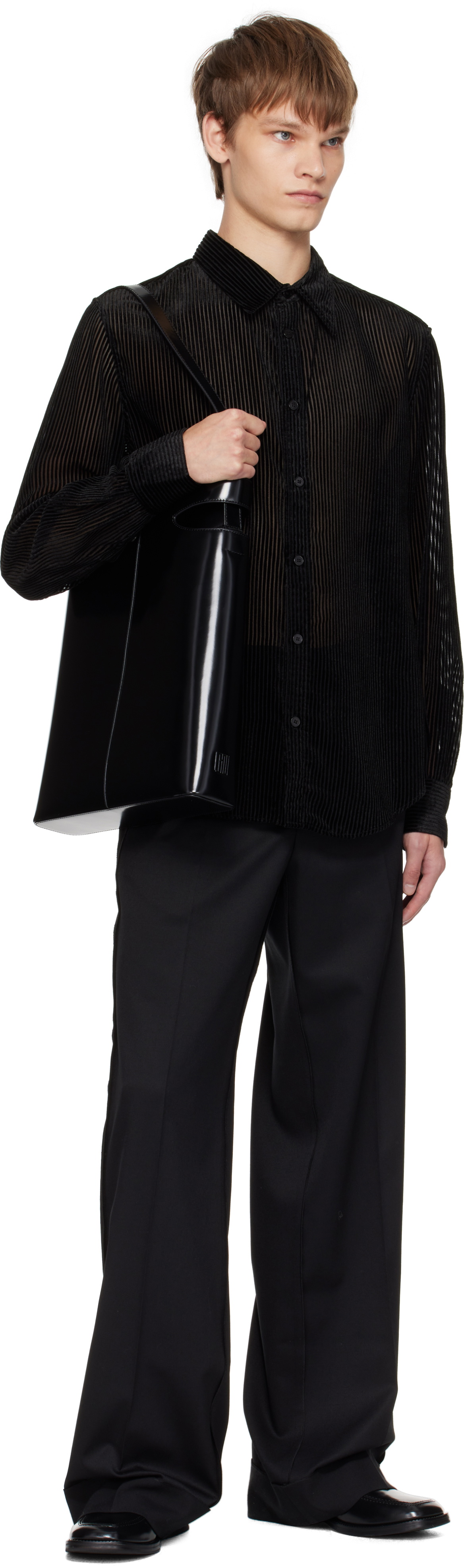 LGN Louis Gabriel Nouchi Black Striped Shirt