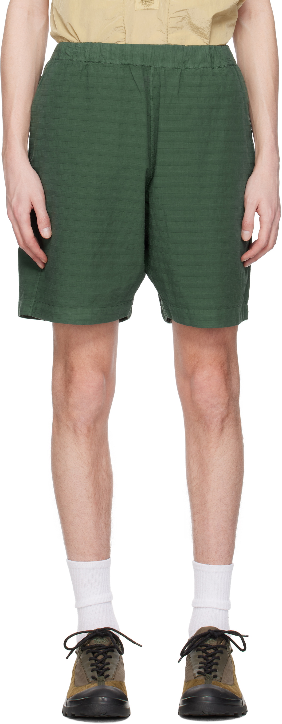 RANRA Green Stroller Stripy Cotton Shorts