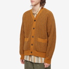 Universal Works Men's Patterned Cardigan in Cumin/Grey