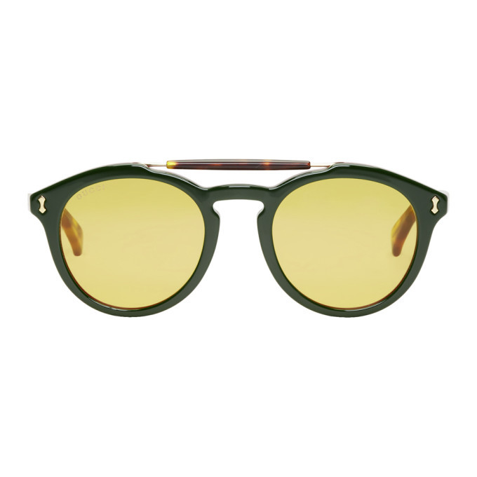 Photo: Gucci Green and Red Opulent Vintage Pilot Sunglasses