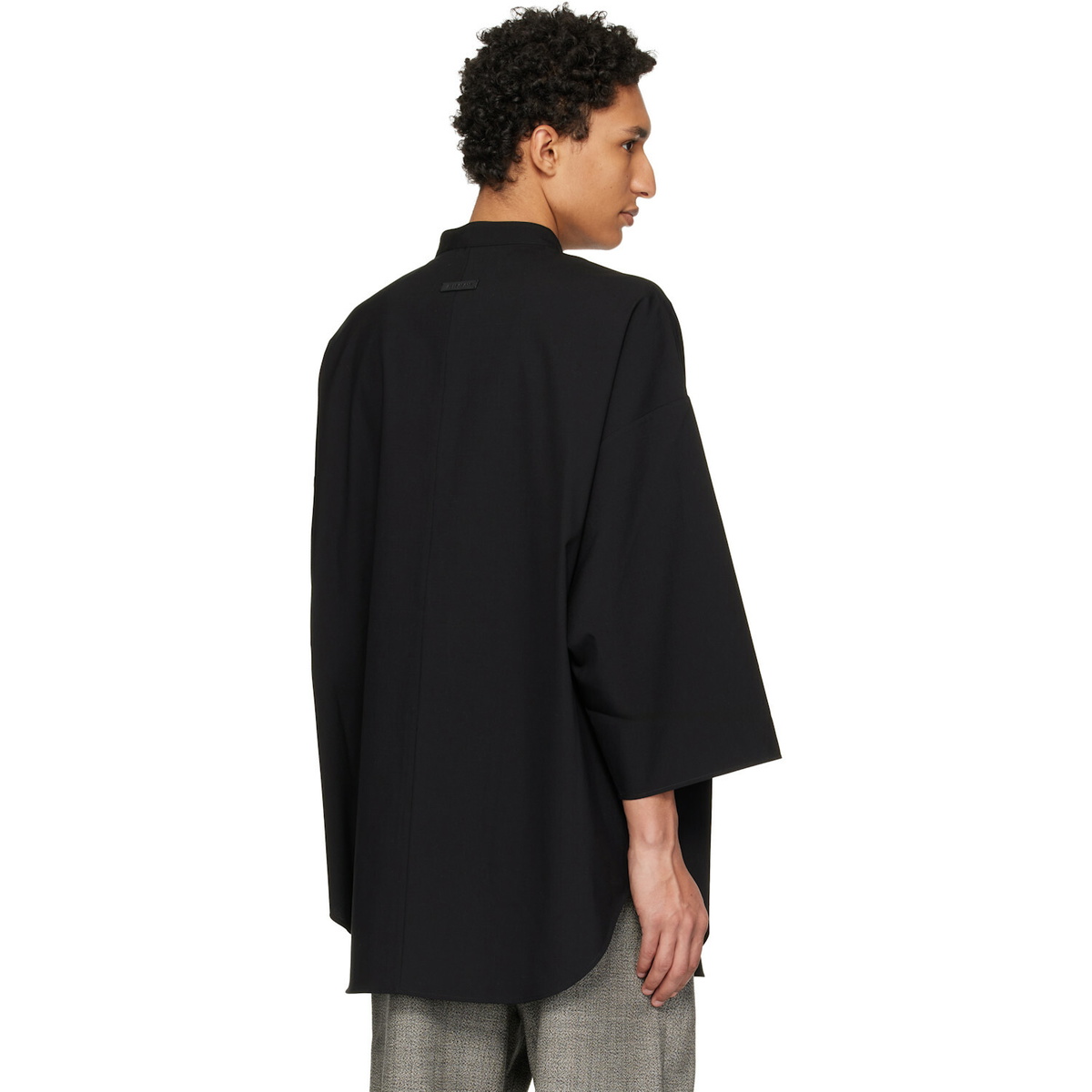 Fear of God Black Cotton Wool Oxford Relaxed Short Sleeve Shirt