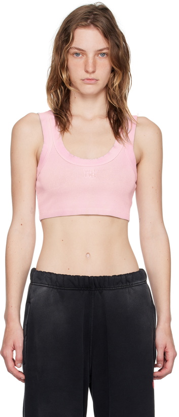 Photo: alexanderwang.t Pink Embossed Logo Tank Top
