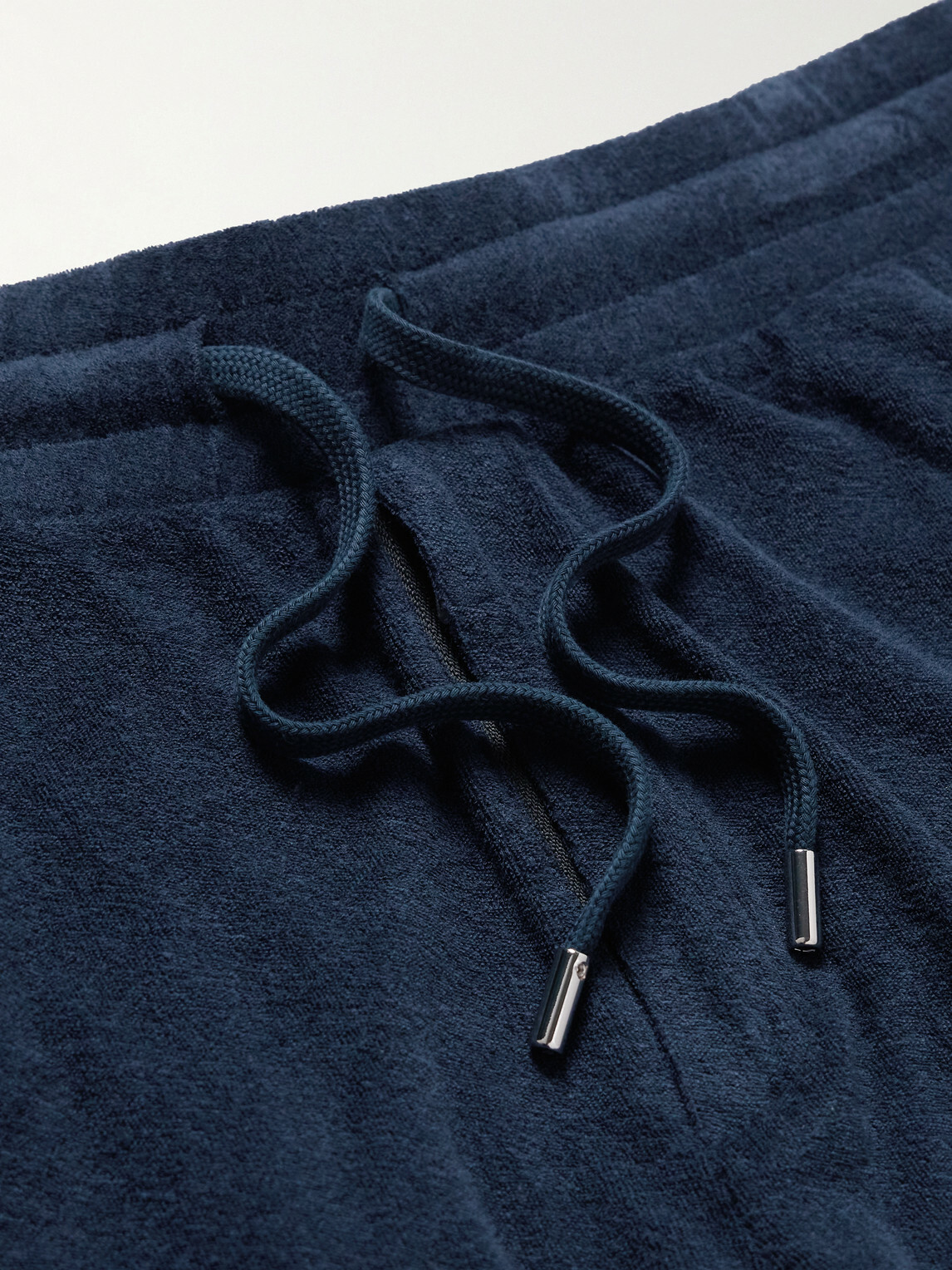 Frescobol Carioca - Augusto Straight-Leg Cotton, Lyocell and Linen-Blend Terry Drawstring Shorts - Blue