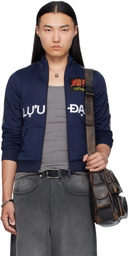 LU'U DAN Navy Shrunken Track Jacket