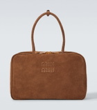 Miu Miu Logo suede tote bag
