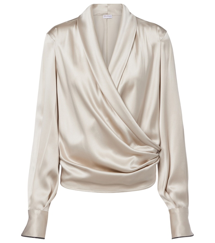 Photo: Brunello Cucinelli Draped silk-blend blouse
