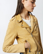 Pinko Suede Biker Jacket With Old Effect Antelope Yellow