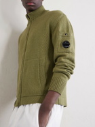 C.P. Company - Logo-Appliquéd Knitted Cotton Zip-Up Cardigan - Green