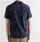 Officine Generale - Dario Camp-Collar Printed Cotton-Voile Shirt - Blue