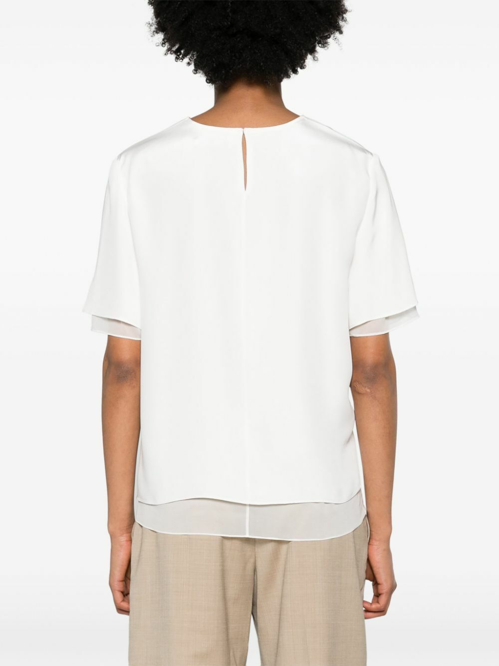 Peter Do White Layered Silk T-Shirt