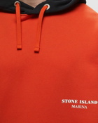 Stone Island Sweat Shirt Cotton Fleece  Stone Island Marina Black/Orange - Mens - Hoodies
