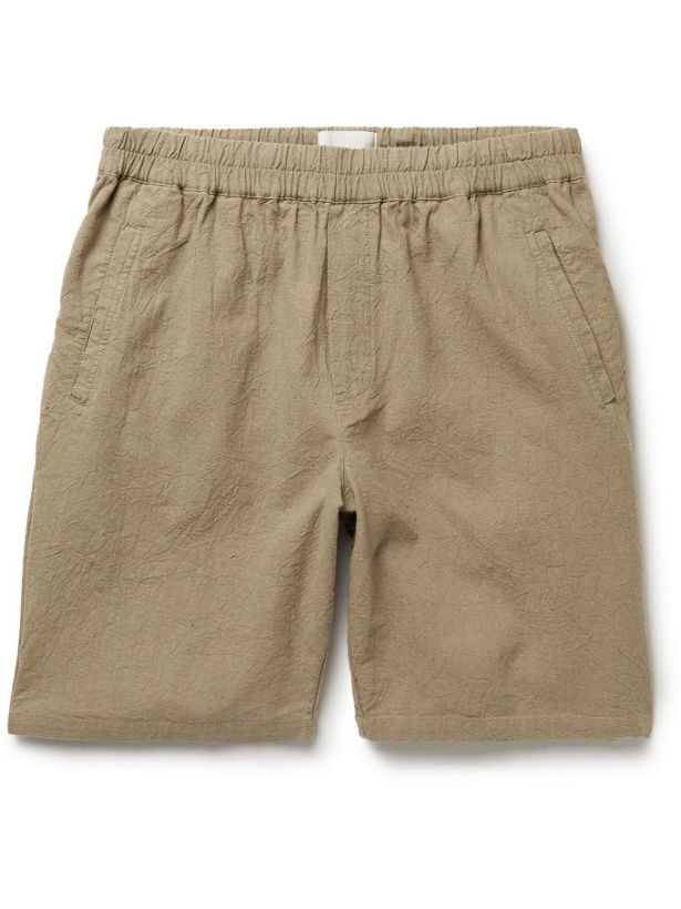 Photo: Folk - Crinkled Linen and Cotton-Blend Shorts - Brown