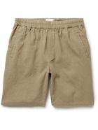 Folk - Crinkled Linen and Cotton-Blend Shorts - Brown