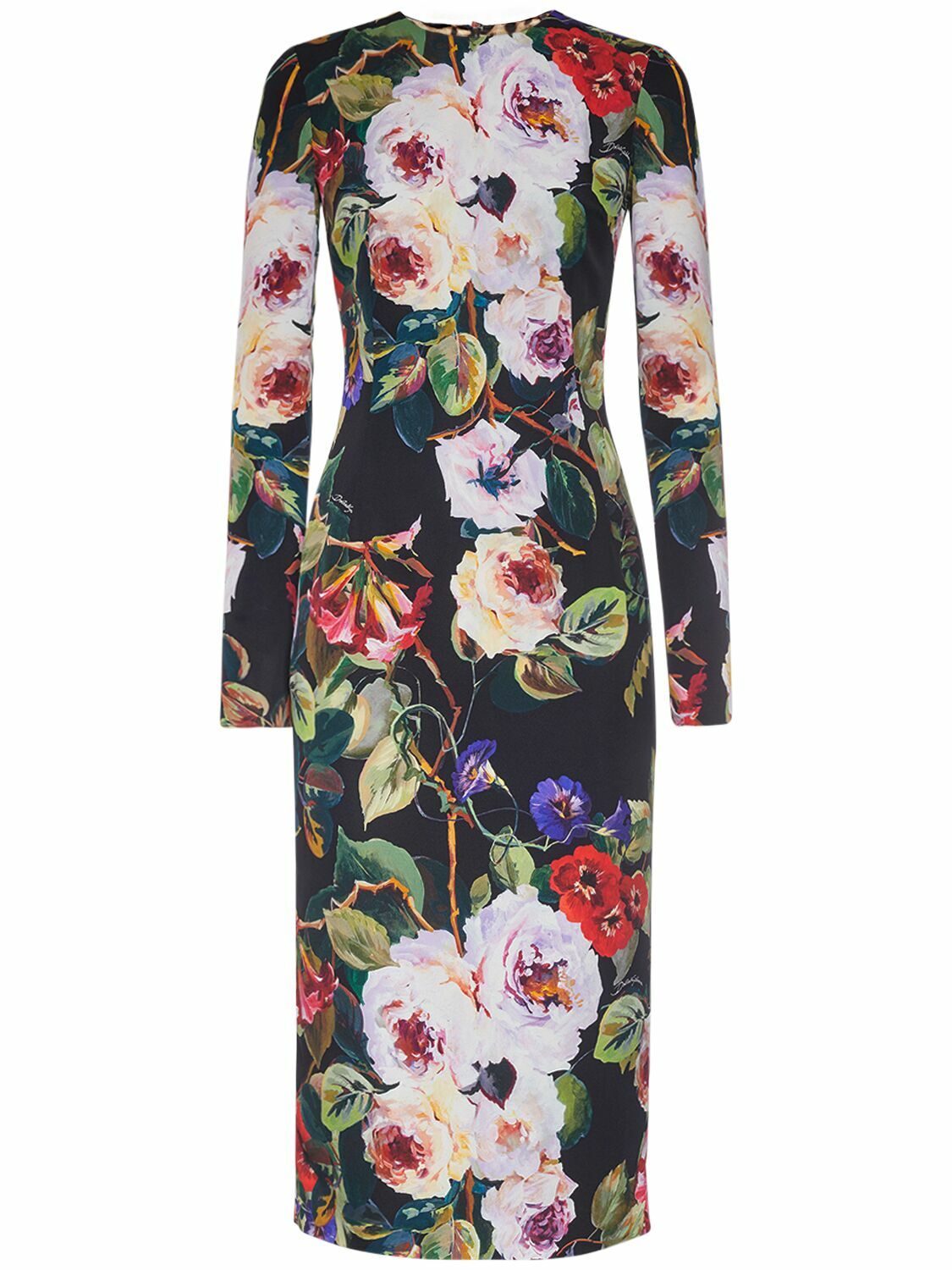 DOLCE & GABBANA - Silk Charmeuse Flower Print Midi Dress Dolce & Gabbana