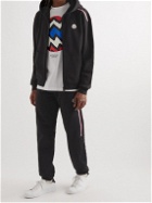 Moncler - Logo-Embroidered Striped Cotton-Jersey Zip-Up Hoodie - Black
